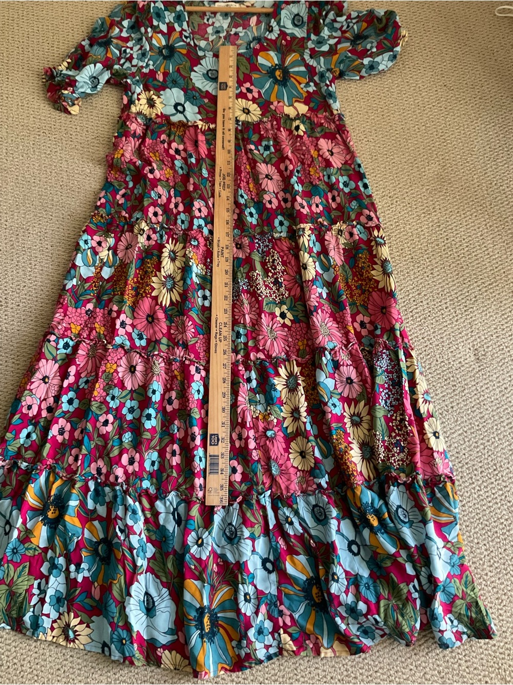 Natural Life Collette Maxi Floral Dress Tier Blue Red Boho Cottagecore Flowy - Picture 3 of 9